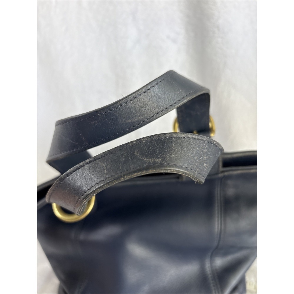 Vintage COACH Waverly Bag Navy Blue Leather Zip Closure 4133 90s Costa Rica - Picture 4 of 16